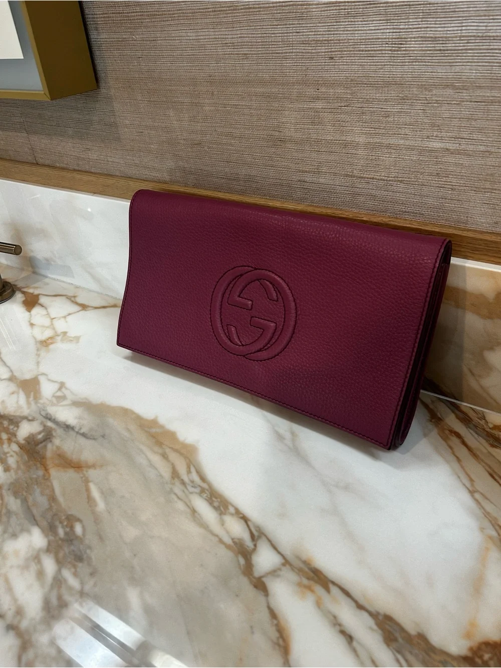 Gucci Shoulder Bag in Deep Burgundy with Gold Chain - Picture 4 of 5
